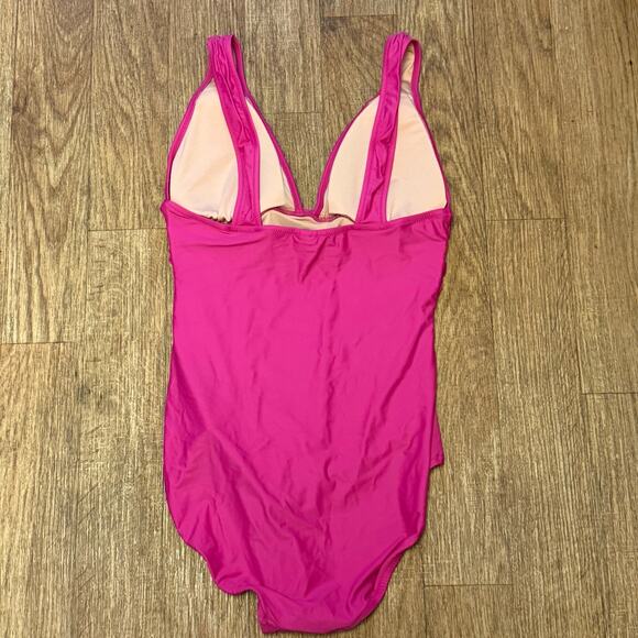 J. Crew Pink Ruched V-Neck One-Piece Size 14 - Picture 6 of 10